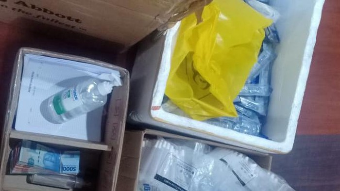 Used antigen rapid test kits confiscated by the police. Photo: Istimewa