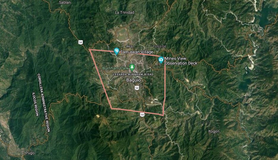 Baguio City map. Screenshot from Google Maps
