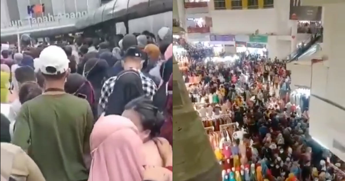 New policies are now being enforced at Central Jakarta’s market district of Tanah Abang, following massive crowds at the popular textile market and nearby train station over the weekend. Screenshot from video