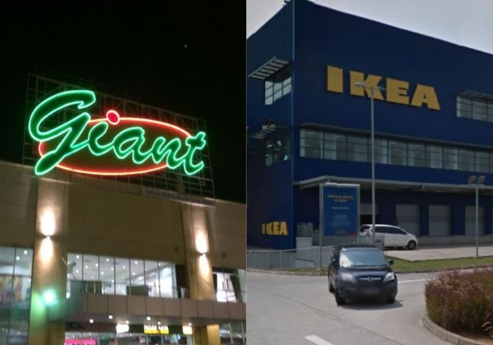 A Giant supermarket (left) and the IKEA store in Alam Sutera, Tangerang (right).