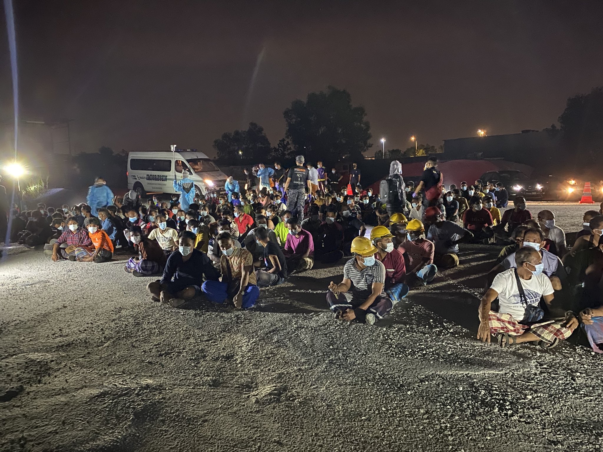 Undocumented migrants rounded up in Cyberjaya on June 6, 2021. Photo: Kementerian Dalam Negeri/Twitter
