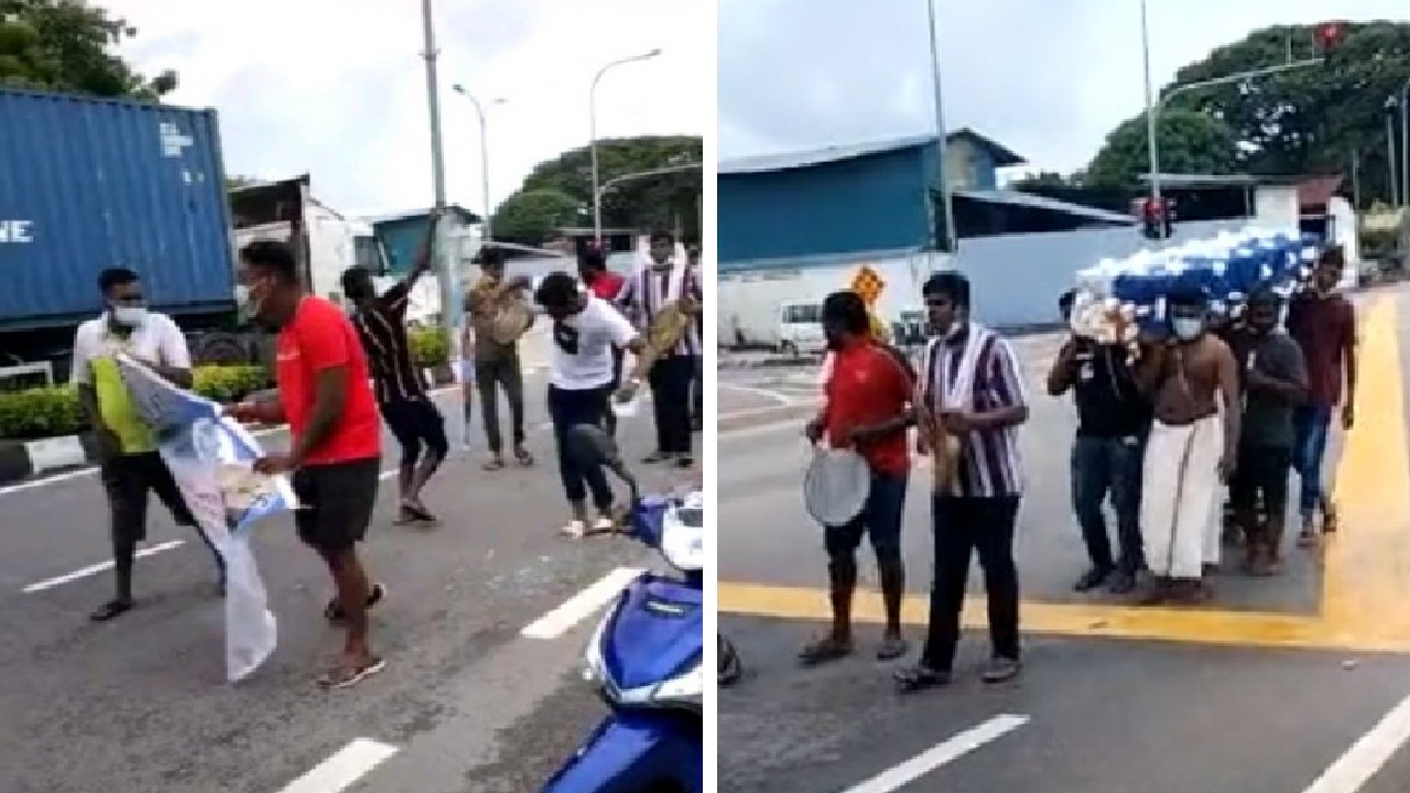 Screenshots of a now-removed video of the June 17 funeral procession in Butterworth, Penang.  (Photo: budakpenang7/TikTok)