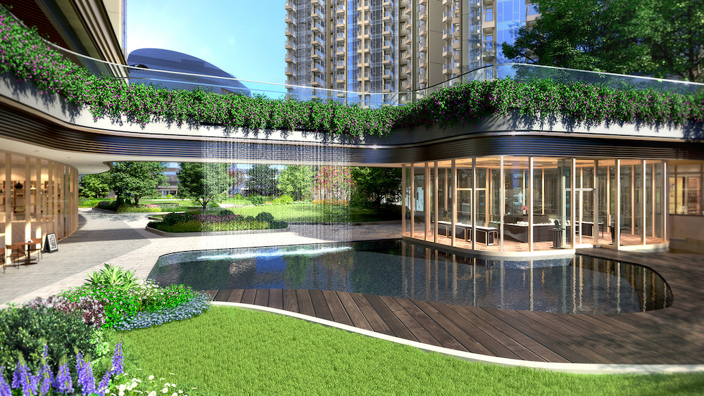 Rendering of the apartment complex podium and clubhouse. Photo: Grand Central