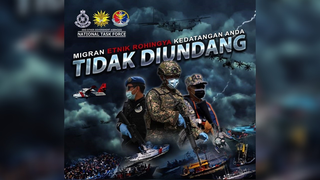 The poster by the Immigration Department on Facebook and Twitter on June 12, with captions in Malay that reads: “migran etnik Rohingya kedatangan anda tidak diundang”.
