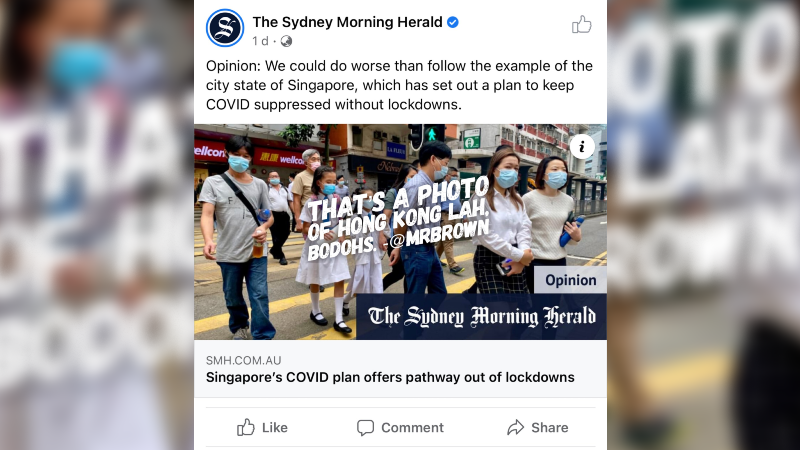 The Sydney Morning Herald Facebook post yesterday. Image: Mrbrown/Twitter
