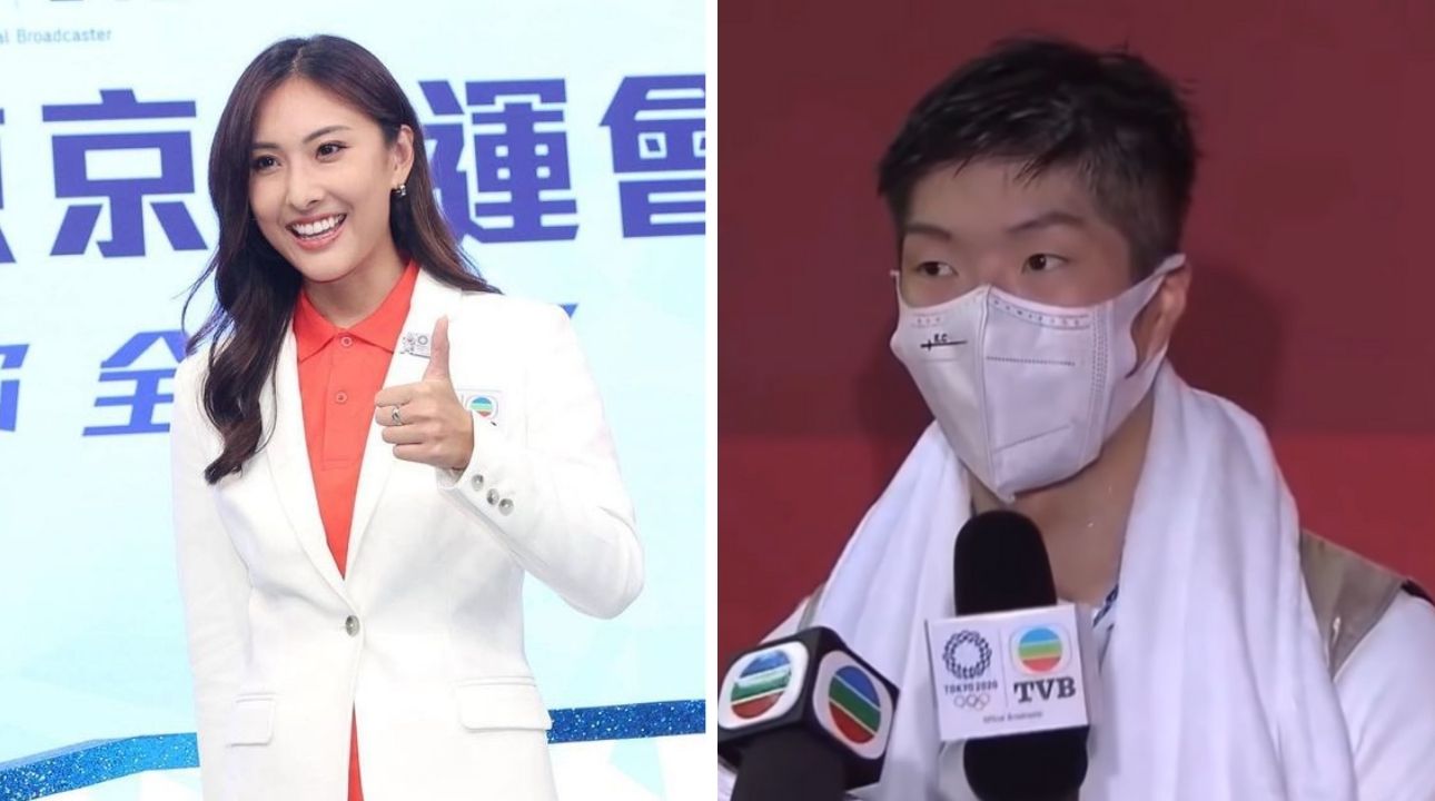 The TVB presenter, who was among the reporters interviewing the gold medalist, even blew the 24-year-old a kiss. Photos: Instagram/yeuklam (left), TVB (right)