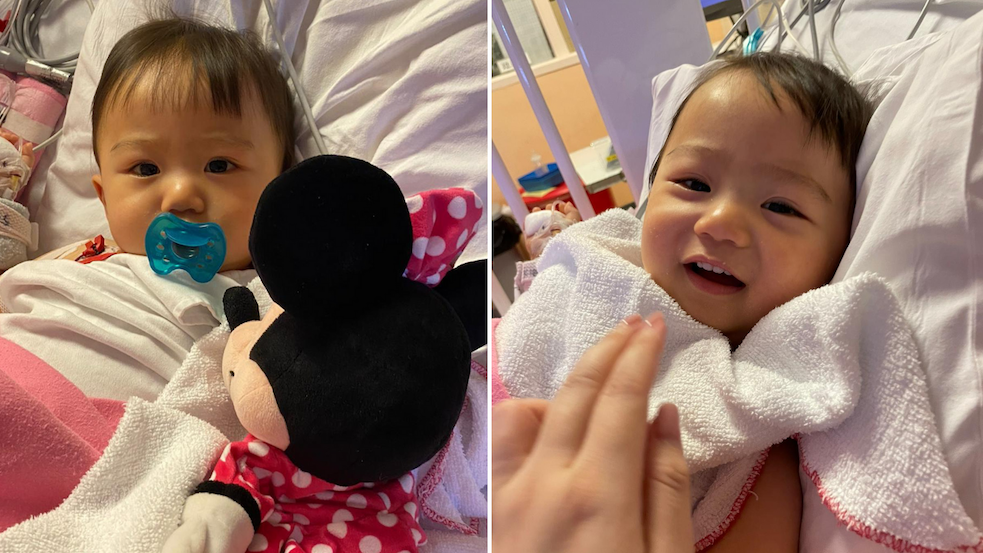 Hayson Au, who is 14 months old, has been discharged from the intensive care unit and is now recovering steadily. Photos: HK01
