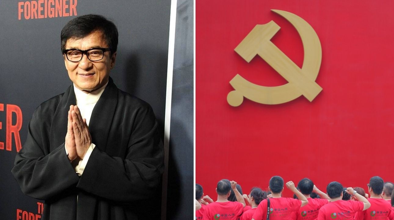 Jackie Chan expressed his desire to join the Chinese Communist Party at a recent Beijing forum. Photos: Facebook/Jackie Chan (left), China Daily (right)