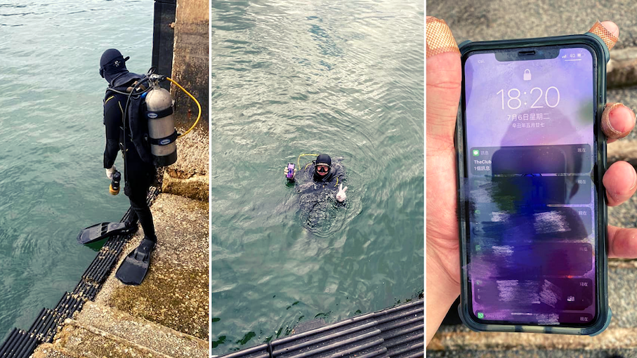 A stranger who saw the request for help on Facebook decided to volunteer his skills as a diver. Photo: Facebook/Kelvin Lee