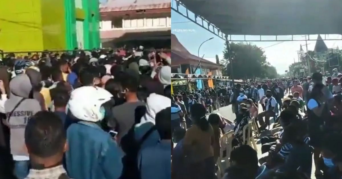 People queueing at vaccination centers in Kupang city, East Nusa Tenggara (NTT) this past week. Screengrabs: Instagram