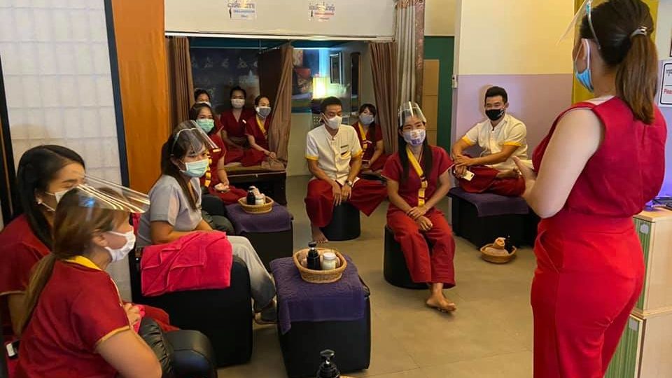 A file photo of masseuses at Thonglor Dala Massage in Bangkok’s bustling Thonglor area. Photo: Thonglor Dala Massage / Facebook
