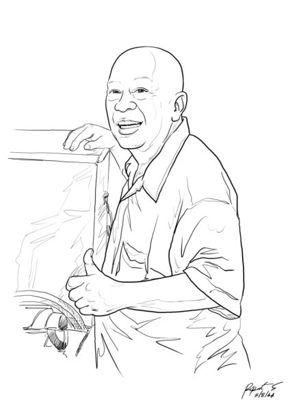 A drawing of “Uncle Fruit” by Sawangwonganan Pipat. 