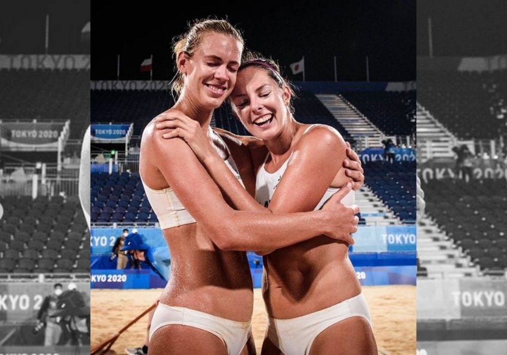 Latvia’s beach volleyball players Tina Graudina and Anastasija Kravcenoka at the 2020 Tokyo Olympics. Photo: Instagram/@beachvolleyballworld