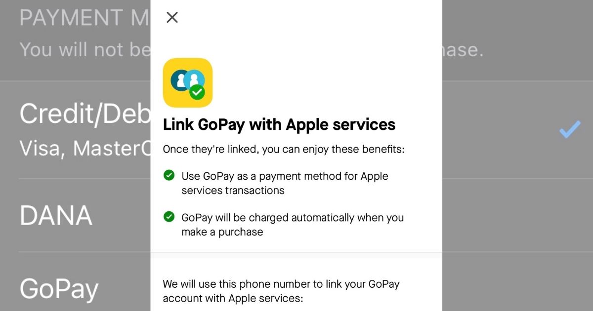 Screenshots from Apple ID and Gojek