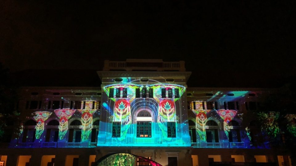 Projection mapping on the Museum Siam building in 2019. Photo: Cultural District Bangkok
