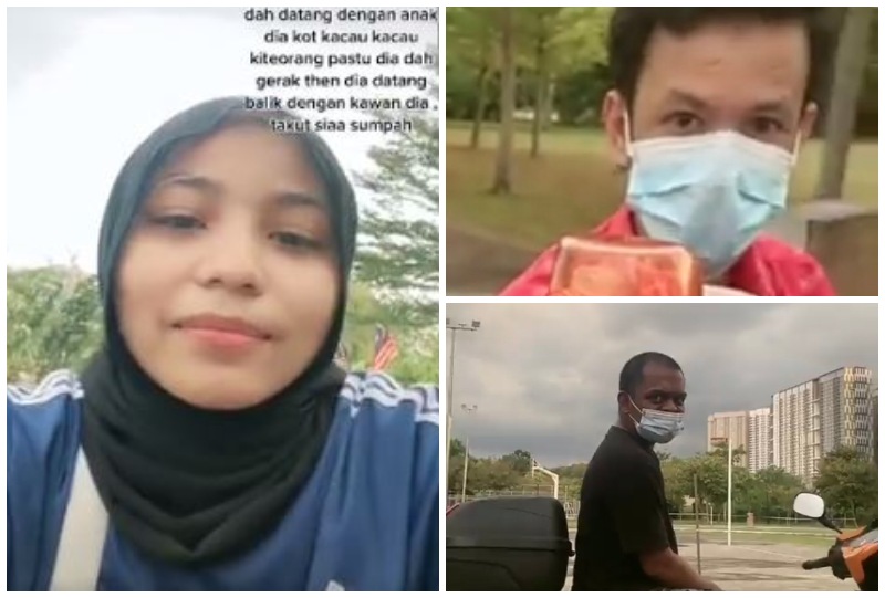 Screenshots of the video featuring the TikTok user, at left, and the two men, at right. Photos: Nrkhaizatull/TikTok