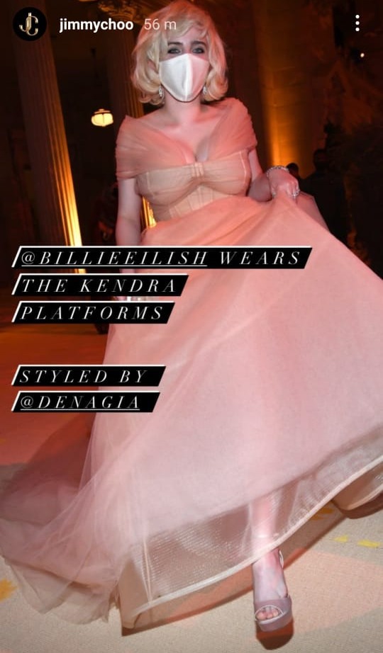 Billie Eilish at the Met Gala. Photo: Jimmychoo/Instagram