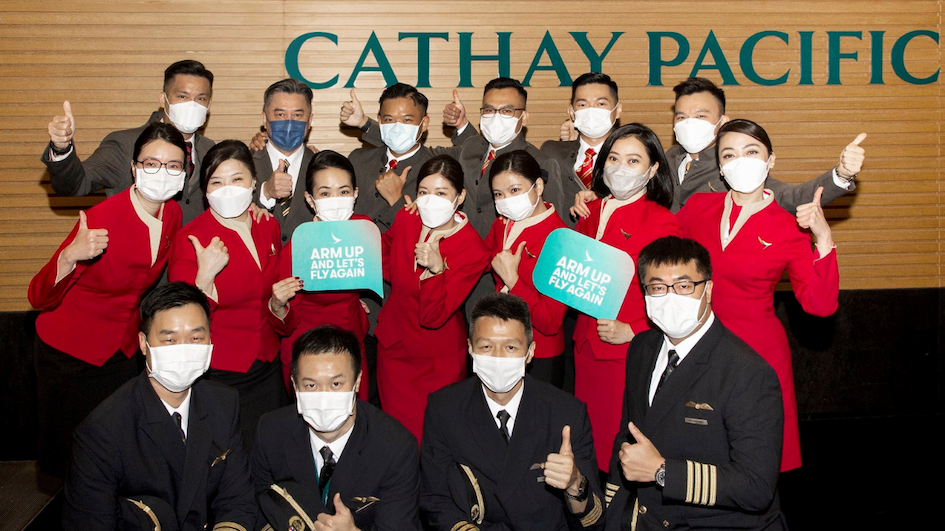 Pilots and flight attendants at Cathay Pacific could lose their jobs if they refuse to get vaccinated against COVID-19. Photo: Facebook/Cathay Pacific