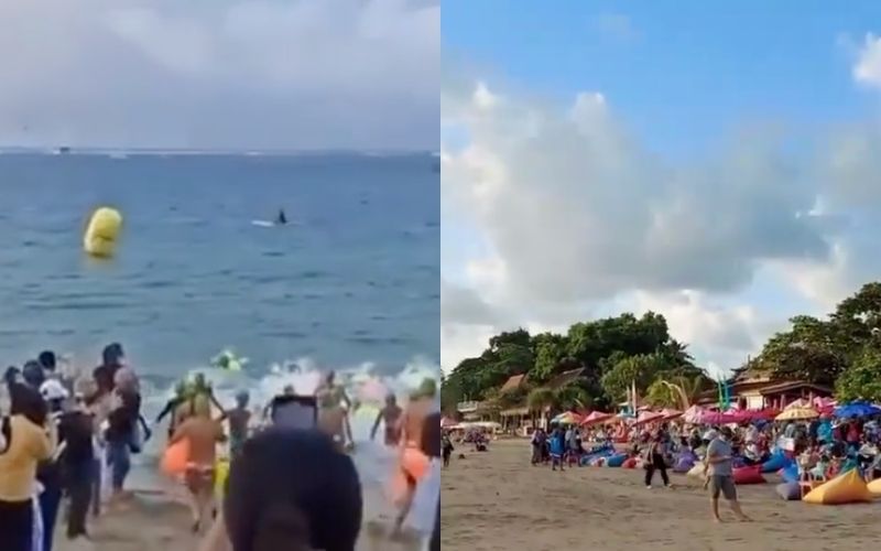 Left, Sanur Beach and right, Seminyak Beach. Instagram screengrabs from clips taken over the weekend. 