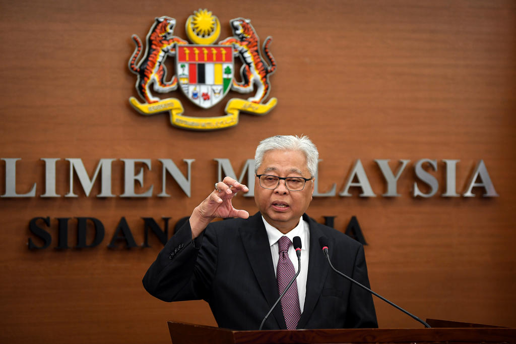 Prime Minister Ismail Sabri speaking to reporters in a photo dated Aug. 14, 2020. Photo: Bernama