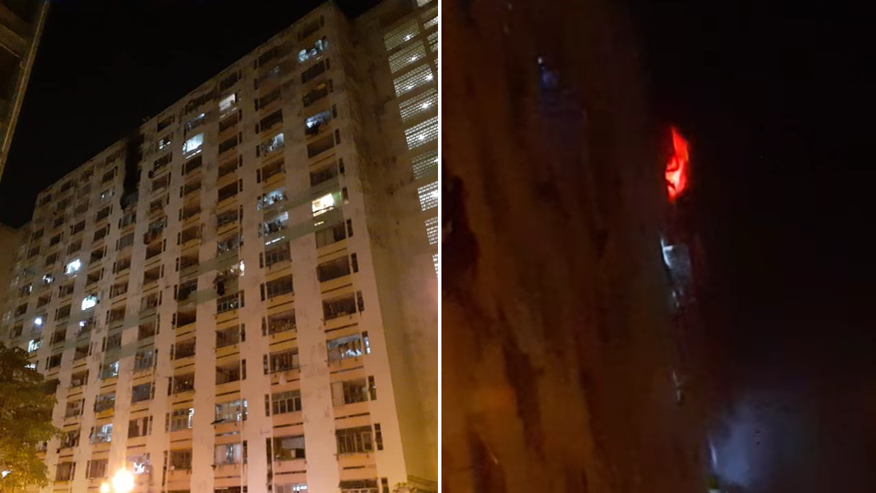 The blaze broke out in a 12th floor flat in Pak Tin Estate in Shek Kip Mei. Photos: Facebook/Yat Ping Cheuk