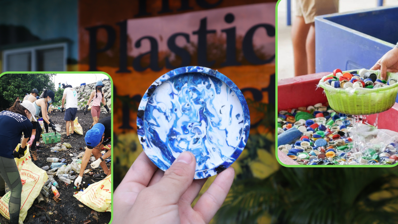 Plastic waste collected and turned into a coaster by The Plastic Project located at Lorong Chencharu in Yishun. Photos: The Plastic Project
