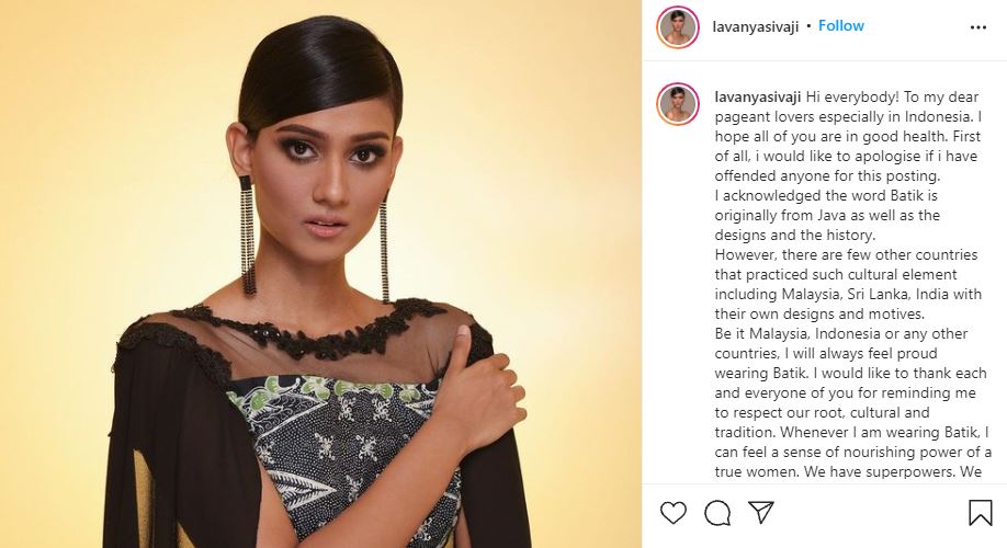 Screengrab of Lavanya Sivaji’s apology on Instagram. Photo: Lavanya Sivaji/Instagram
