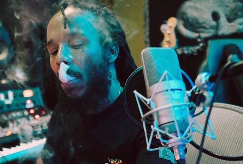 Ziggy Marley smokes in a recording studio in a photo posted Oct. 18. Photo: Ziggy Marley/Instagram