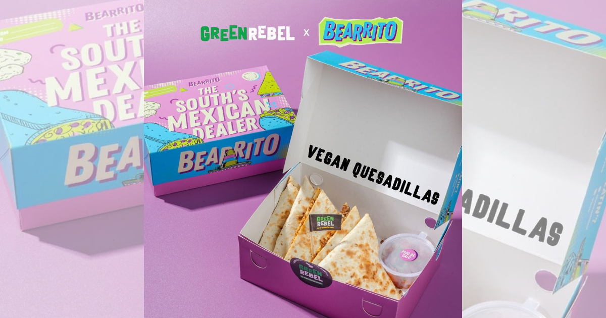 Bearrito, one of South Jakarta’s most well-known tacos and Mexican food purveyors, is now offering a plant-based twist on quesadillas. Photo: Instagram/@greenrebelfoods