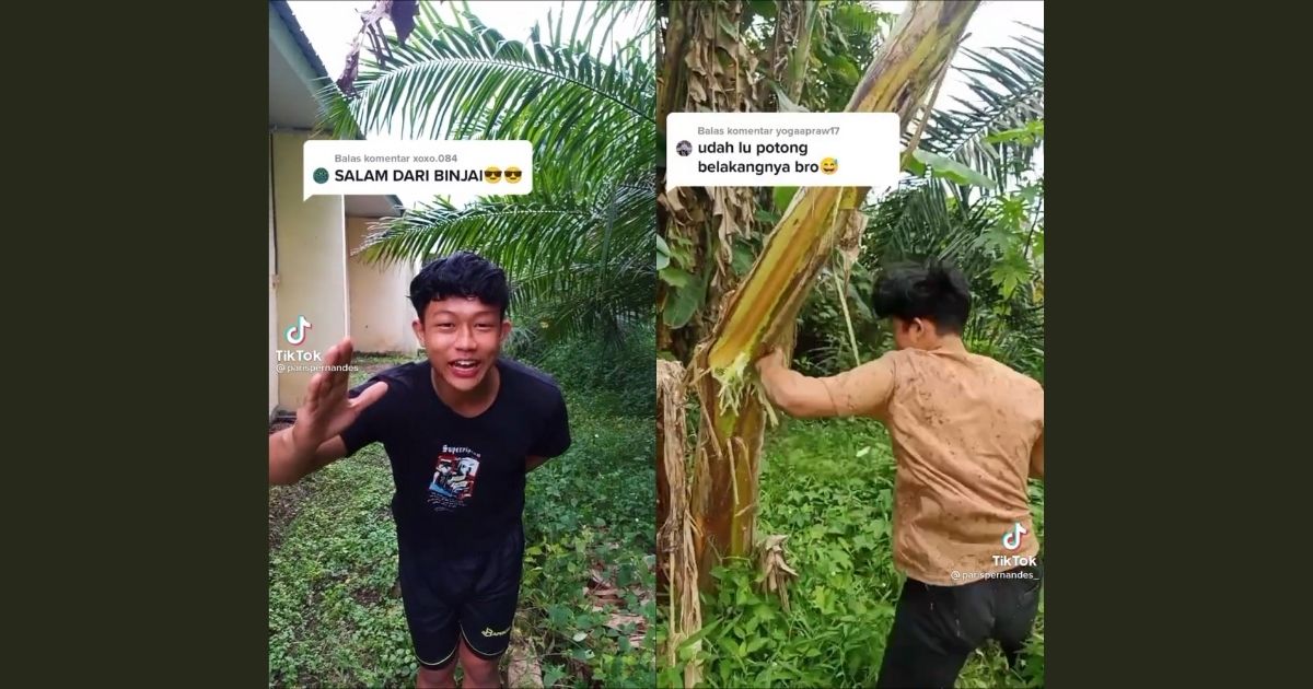 Paris Pernandes, a man from the North Sumatra city of Binjai, has gotten quite the viral rep after putting his hometown on the map by punching banana trees, to the point that officials had to urge children not to emulate their hero and hurt themselves. Screenshots from TikTok/@parispernandes_