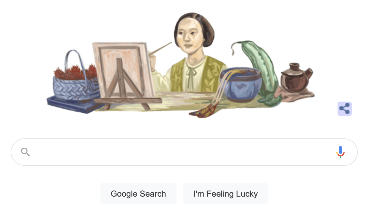 The Google Doodle of Singaporean painter Georgette Chen on Nov 1, 2021. Photo: Google
