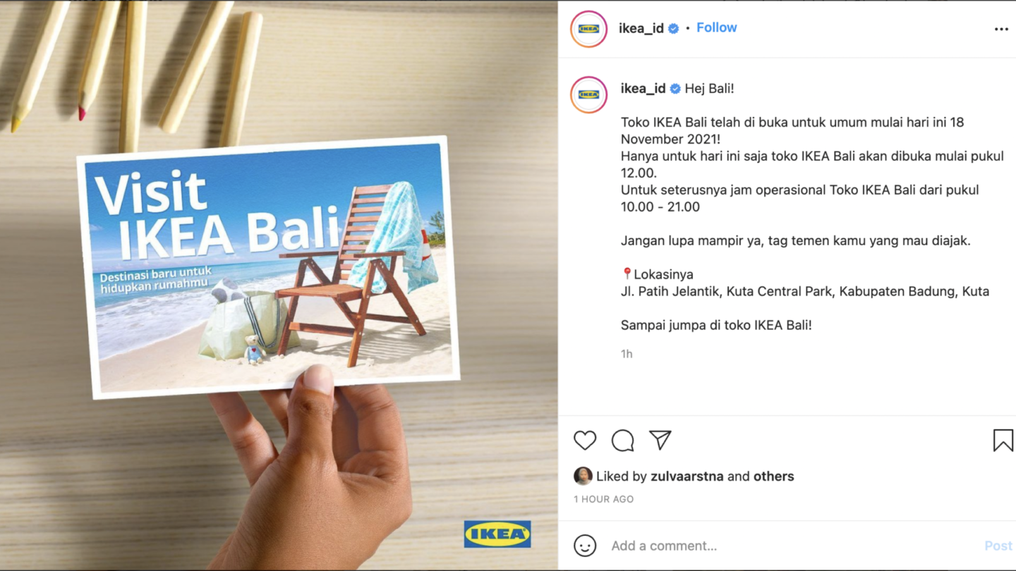 Ikea’s Bali store opening marking the brand’s debut outside of Java. Screengrab: Instagram