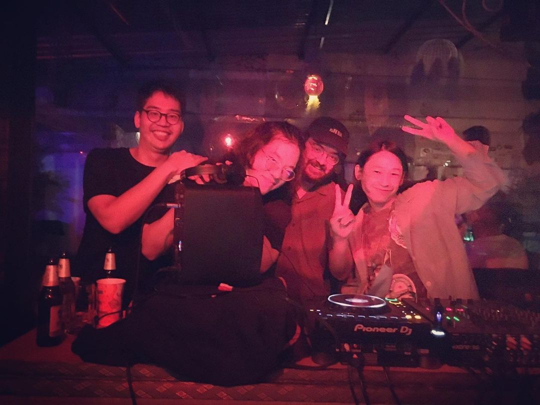 DJ Krit Morton and friends behind the decks Friday at Thonglor dance outpost 12×12. Photo: 12×12 / Instagram