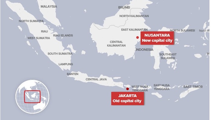 A map published by Australian news outlet 9News placing Indonesia’s “old capital city” in Bali.
