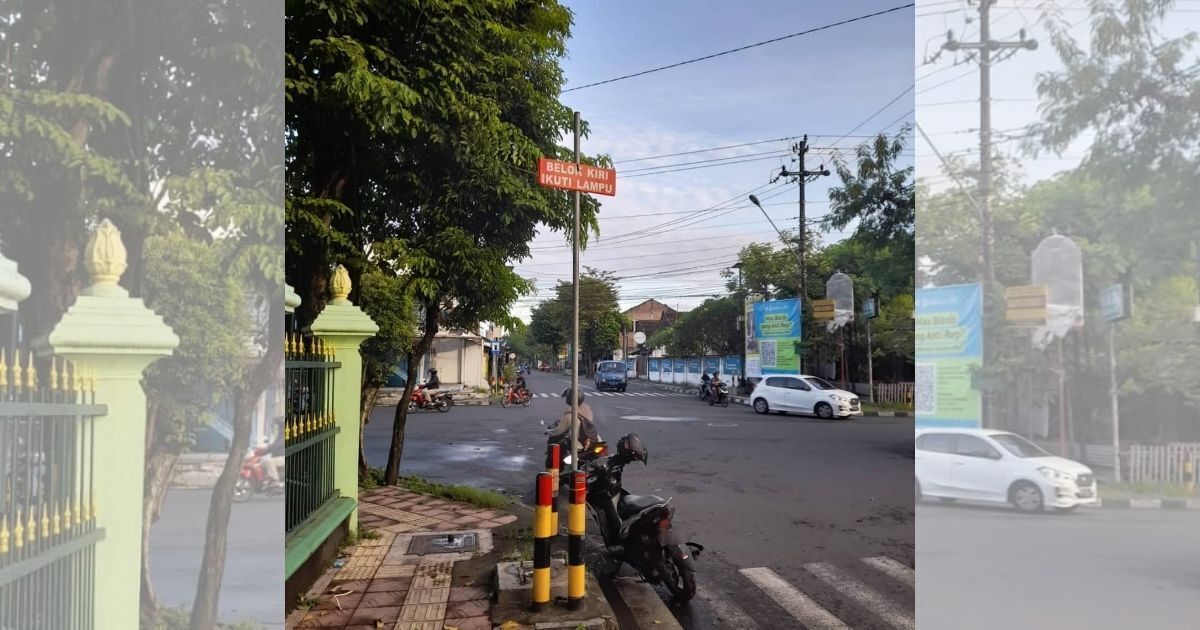 An intersection in Yogyakarta with its traffic light missing. Photo: Instagram/@dishubkotayogya