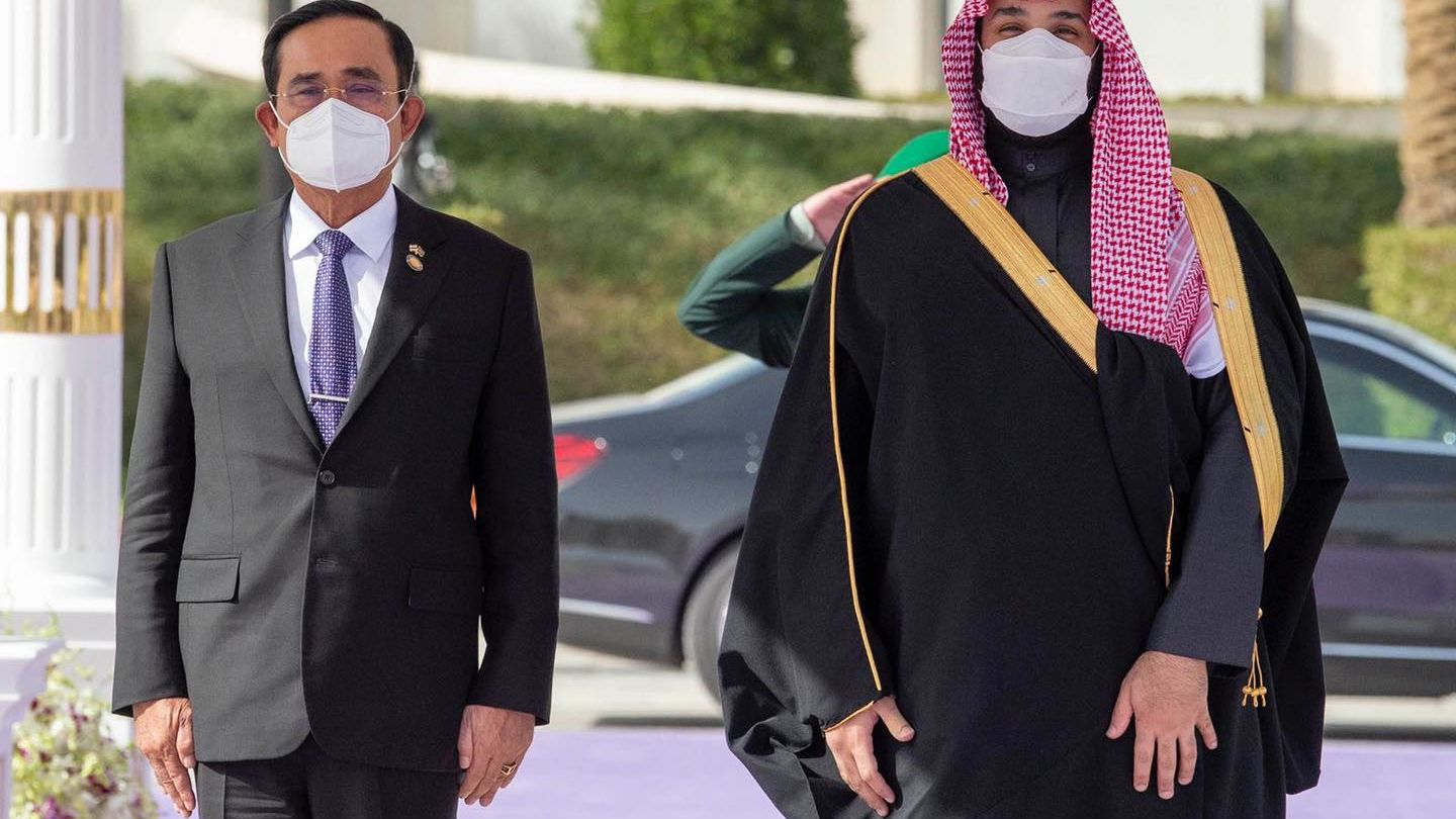 It’s not the three-decade journey, but the friendships made in the end as Thai PM Prayuth Chan-ocha pals around Tuesday with Saudi Crown Prince Mohammed bin Salman. Photo: Thai Government House