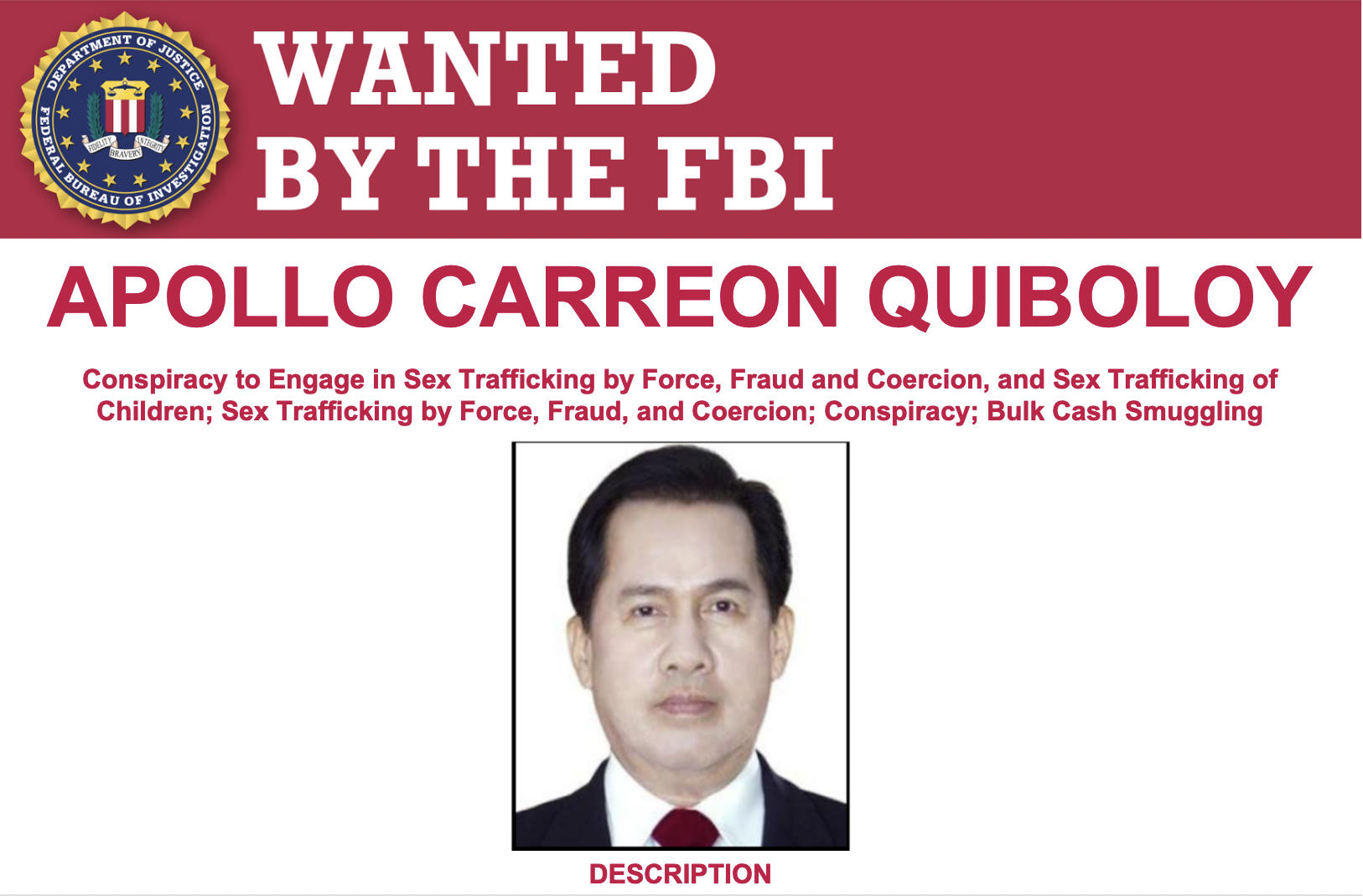 The FBI released a ‘Wanted’ poster for church pastor, Duterte ‘spiritual adviser’ Apollo Quiboloy thumbnail