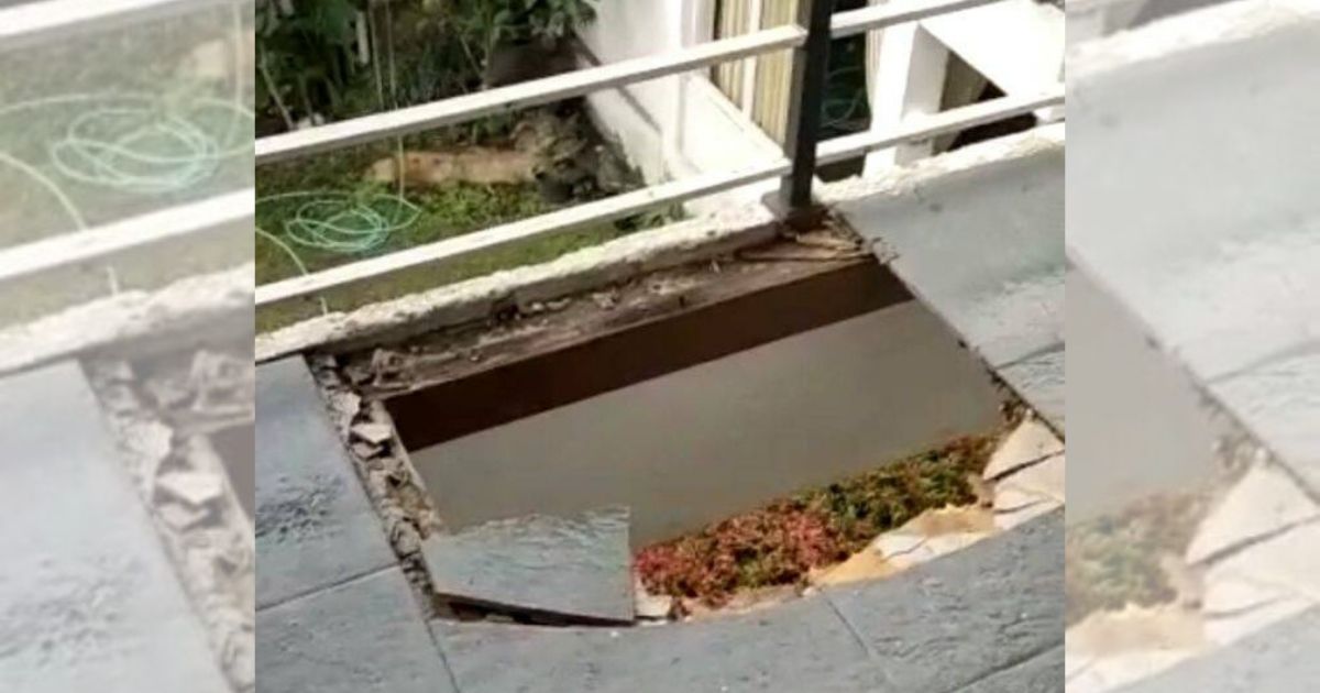 The news of the victim’s death, who has been identified as 30-year-old S, was spread through a 15-second clip that has been circulating online since yesterday. The video shows a hole in the hotel’s balcony floor, and the woman who was heard speaking behind the camera said that S plunged through it into the floor below. Screenshot from video