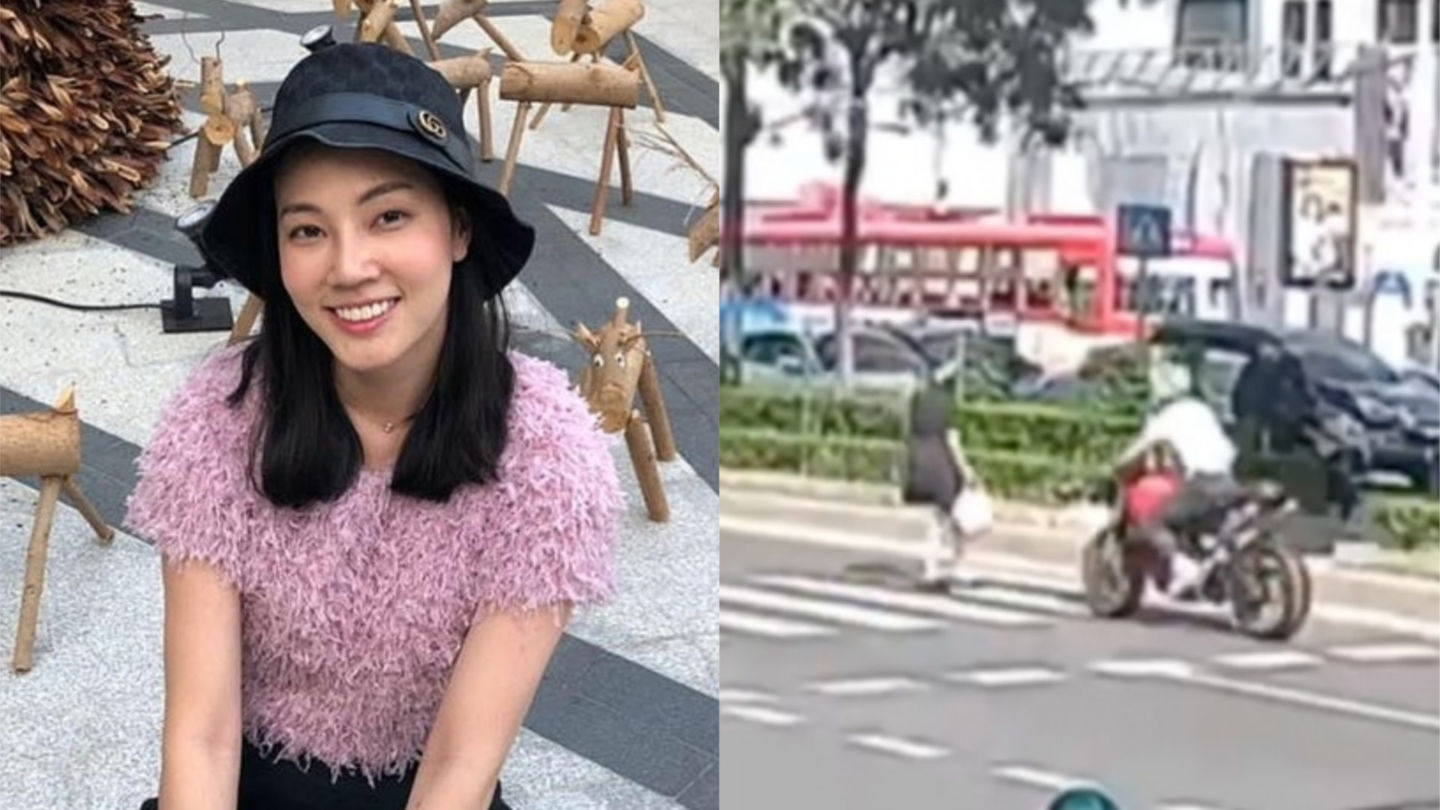 A file photo of Waraluck ‘Doctor Kratai’ Supawatjariyakul, at left, and a CCTV camera image showing Lance Cpl. Norwich Buadok the moment before he crashed into her on Phaya Thai Road.
