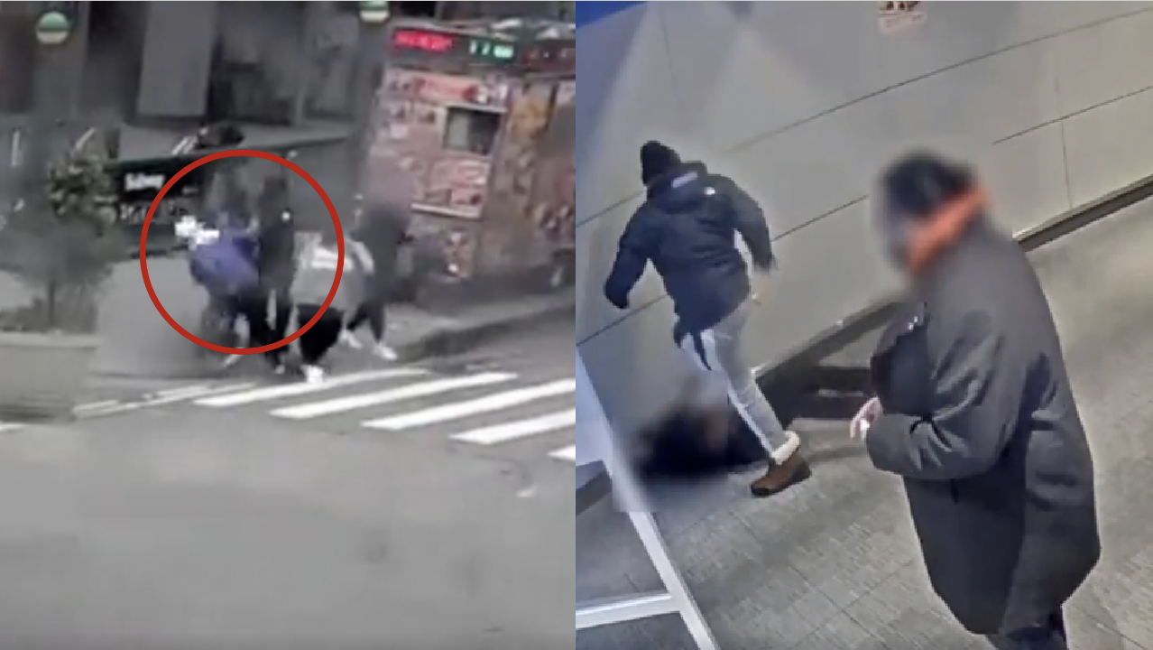 Security footage shows the attacks on Filipinos in New York. Screenshots: Elmer G. Cato (Philippine Consulate General) /NYPD