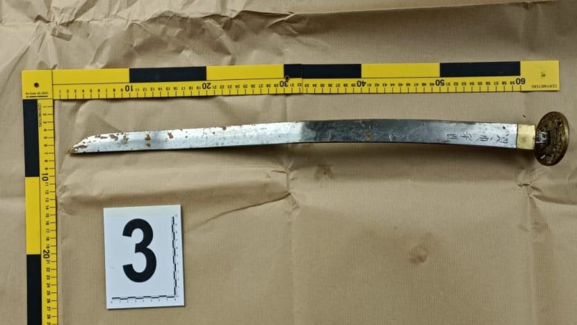 The sword seized. Photo: Singapore Police Force

