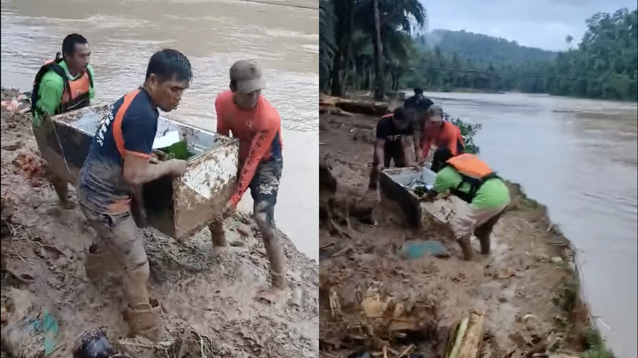 Rescuers found an 11-year-old boy who managed to survive a deadly landslide by hiding in a refrigerator. Image: Philippine Coast Guard (Facebook)