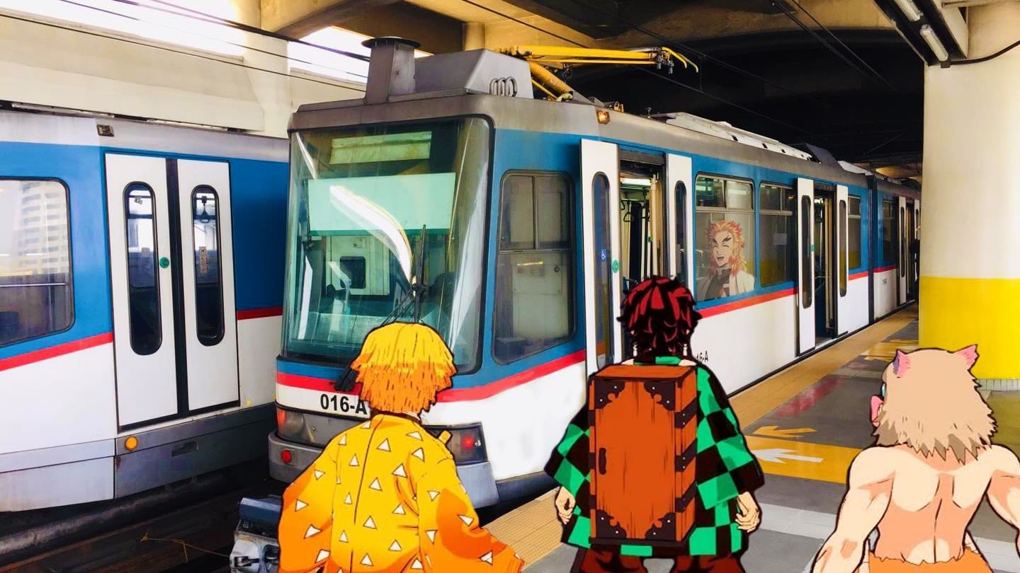 The Department of Transportation referenced “The Demon Slayer” in its latest social media post on the MRT-3. Image: Department of Transportation (Facebook)