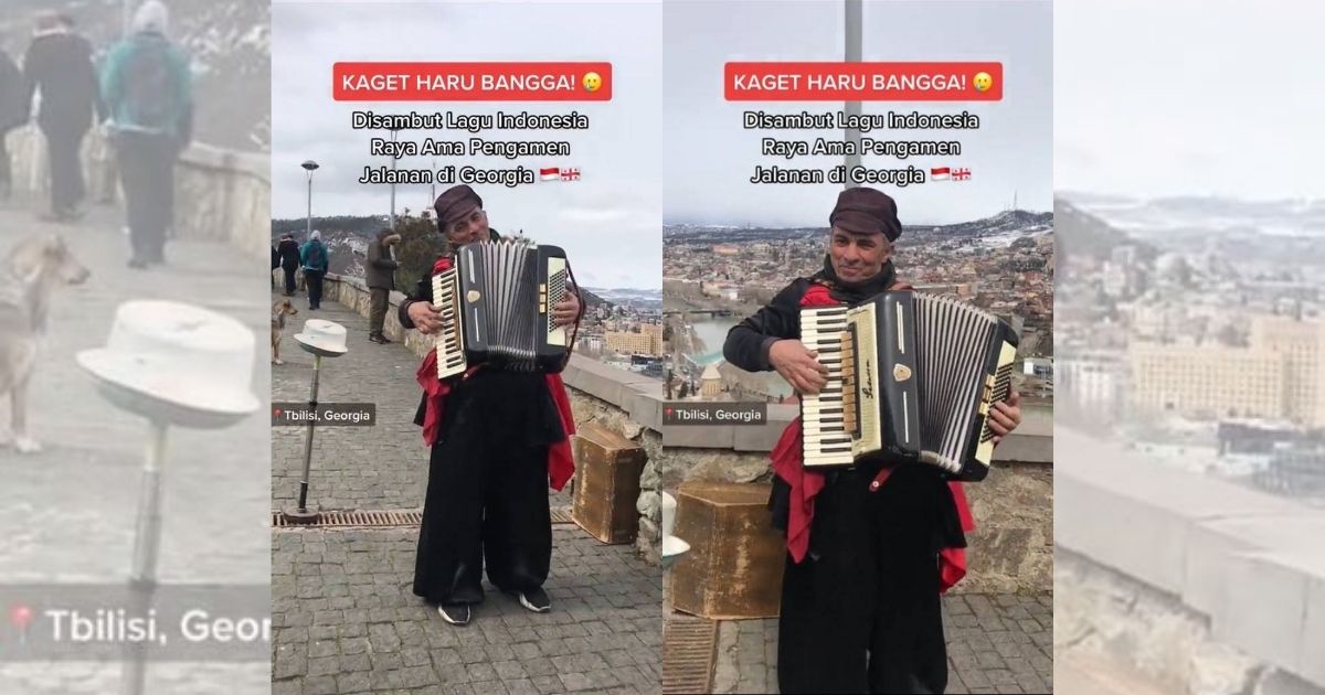 If you’re abroad for some time, it can be so touching to see something that reminds you of your home country — so was the case for Indonesian travel content creator Mas Kasan who met a street musician playing his country’s national anthem, ‘Indonesia Raya,’ in the Georgian capital of Tbilisi. Screenshot from TikTok/@hassanhans