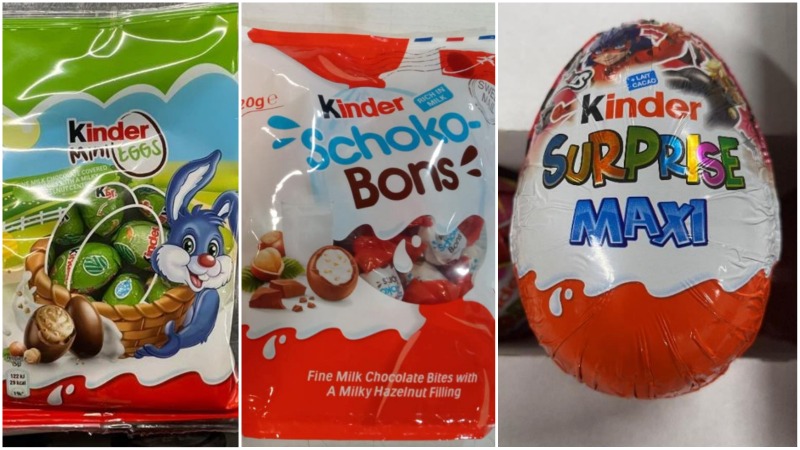 Kinder products that have been recalled since last week. Photos: The Singapore Food Agency
