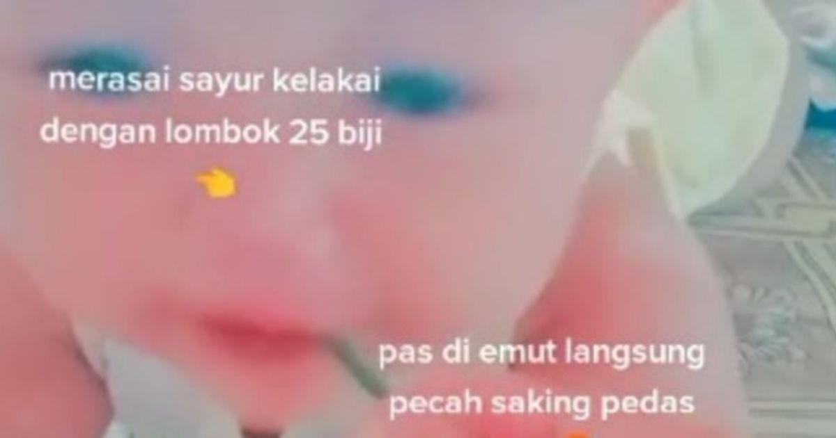 A TikTok user who goes by the handle @ceooppakalteng03 recently posted a video of her infant son crying hysterically after munching on sayur kelakai, or stir-fried lemidi, an edible fern that’s commonly found in Central Kalimantan. “Tasting sayur kelakai [containing] 25 chili peppers. Adults can get sweaty eating this dish, let alone babies. Her mother is unbelievable,” the mother wrote in the video, referring to herself in the first person. Screenshot from TikTok/@ceooppakalteng03
