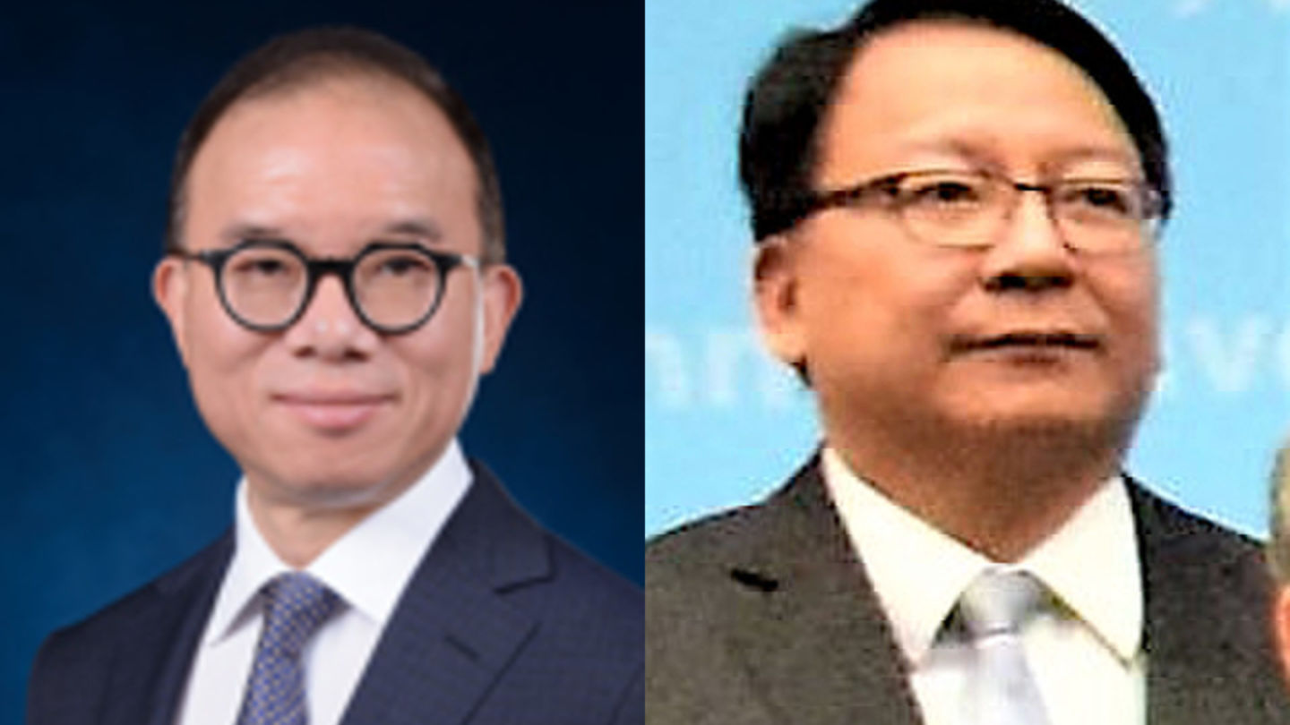 Secretary for Constitutional and Mainland Affairs Erick Tsang (left) and Director of the Chief Executive’s Office Eric Chan test positive for Covid-19. Photo: The Hong Kong government & Wikimedia Commons