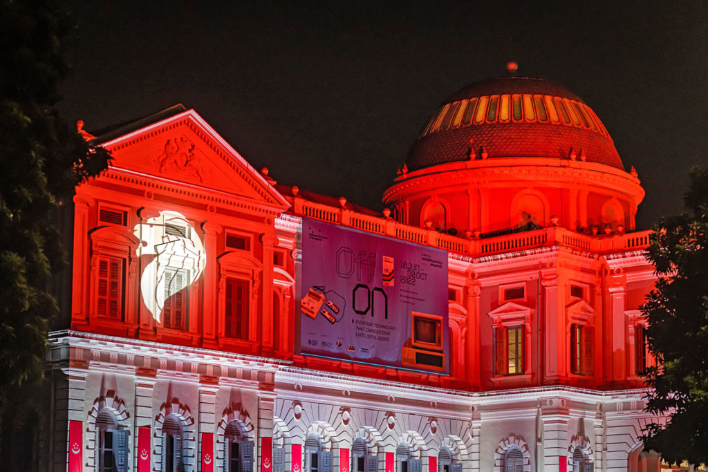 The National Museum of Singapore in red and white. Photo: National Heritage Board