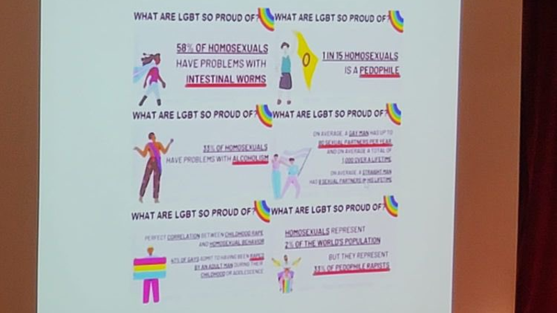 An anti-LGBT presentation during a sex ed class at Hwa Chong Institution on Wednesday. Photo: FakieAcidToe/Twitter
