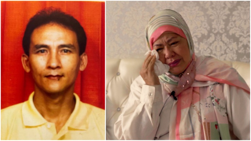 At left, death row inmate Nazeri Bin Lajim in his 30s, and his sister Nazira Bin Lajim Hertslet during an interview with Coconuts recently, at right. Photos: Nazira Bin Lajim Hertslet, Coconuts
